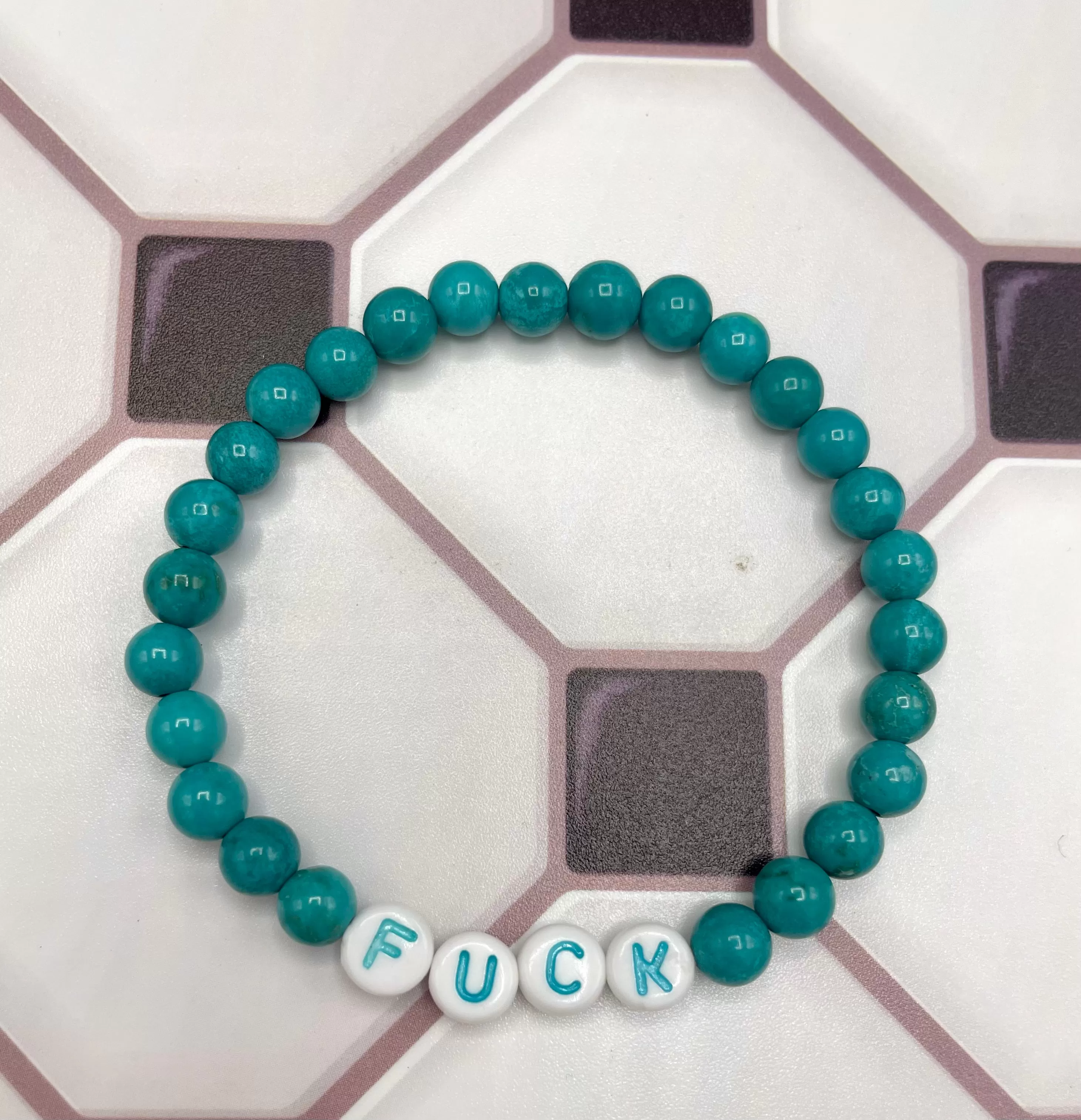 Gemstone FUCK stretch Bracelet