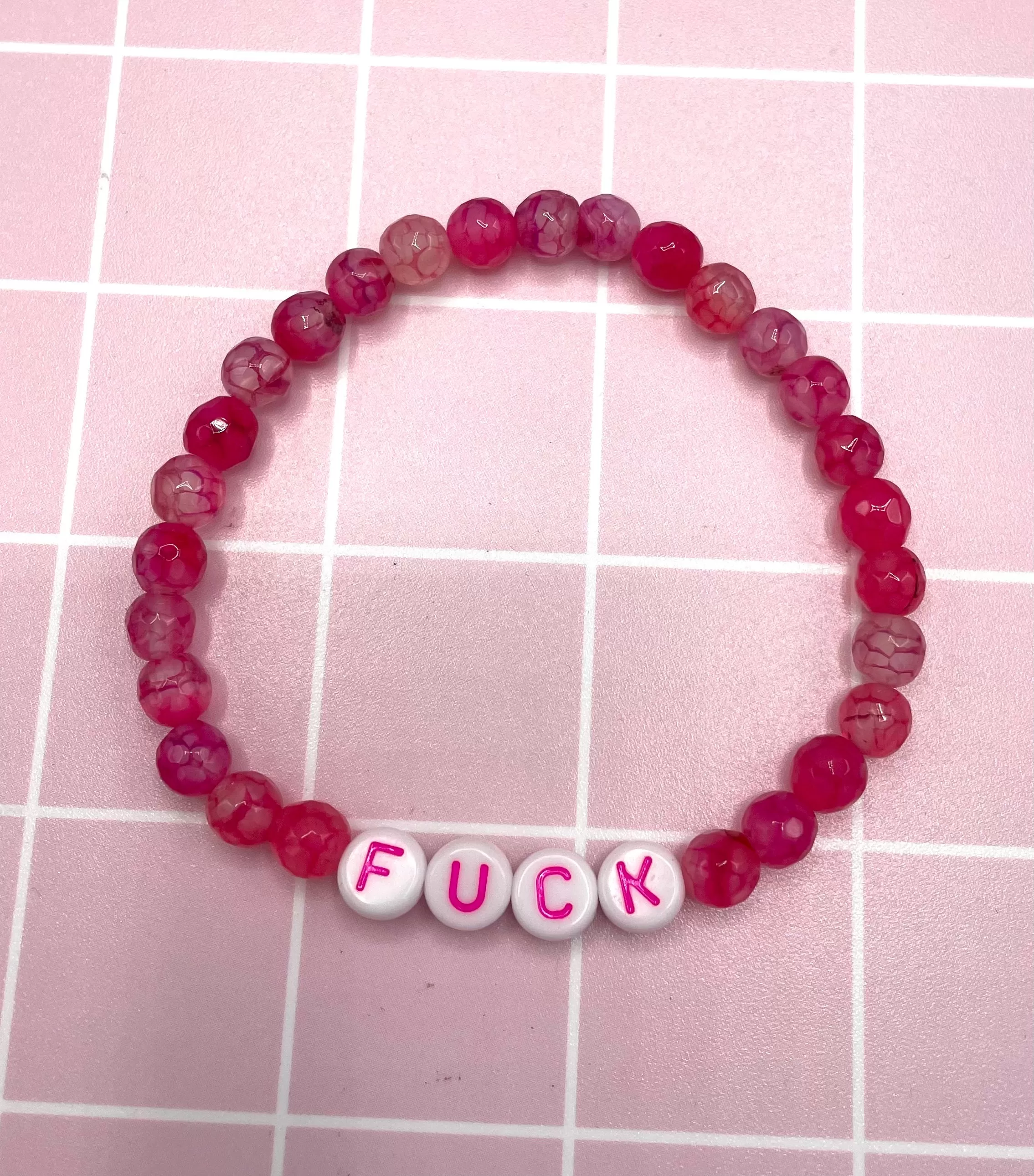 Gemstone FUCK stretch Bracelet