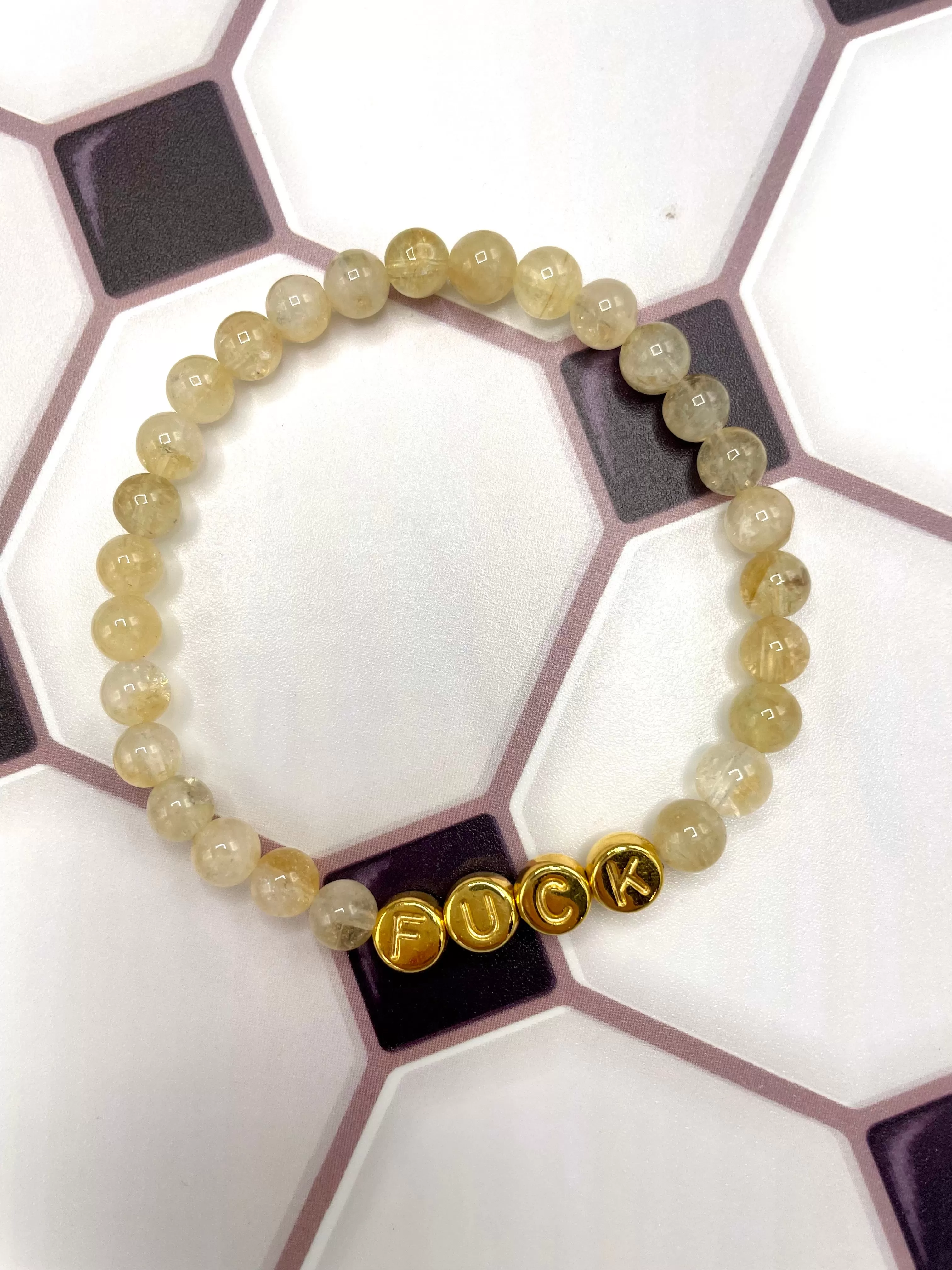 Gemstone FUCK stretch Bracelet