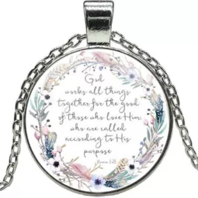 God Works All Things Romans 8:28 Silver and Multi-Colored Necklace