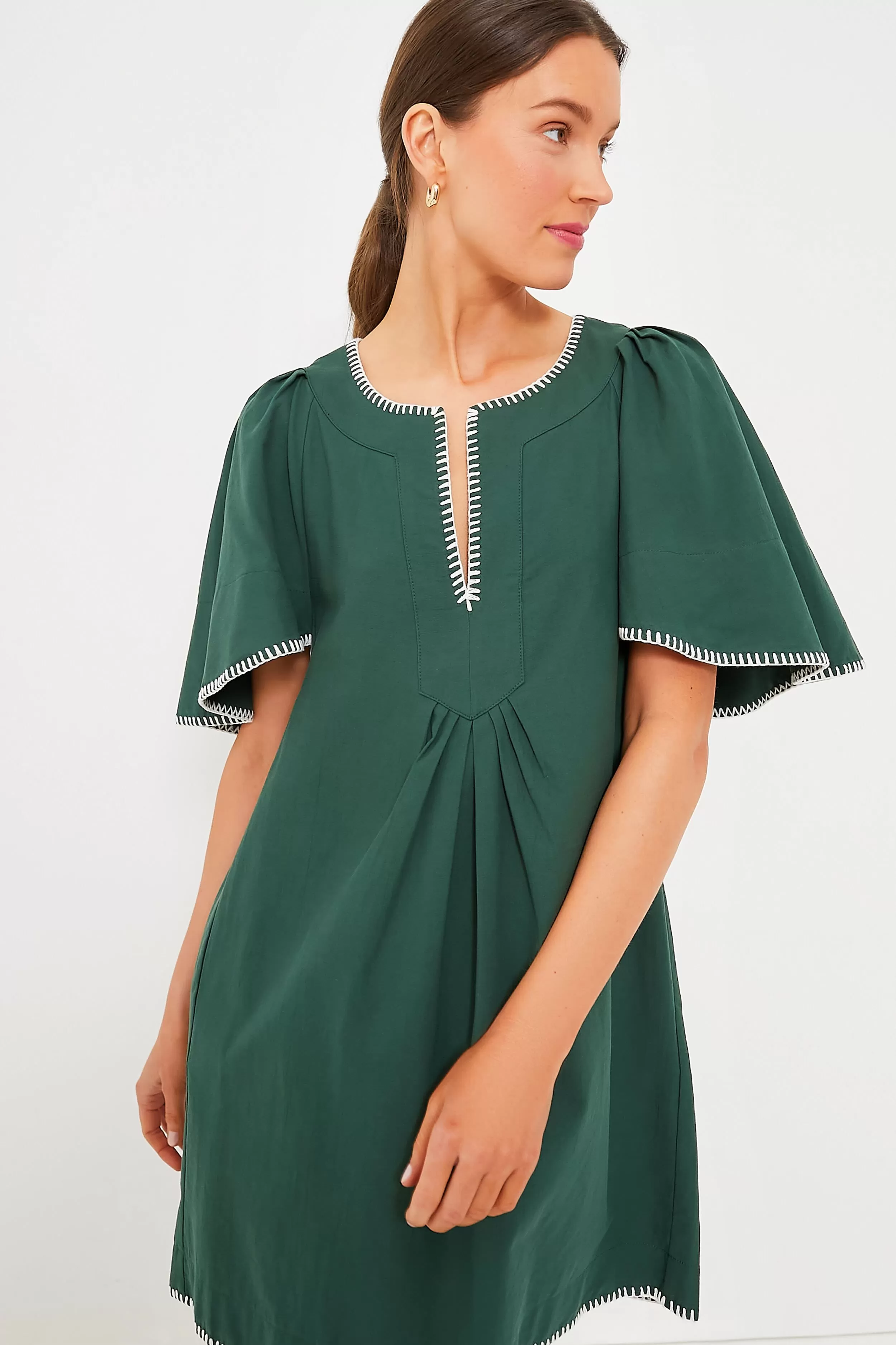 Green Stitch Finley Flutter Sleeve Dress