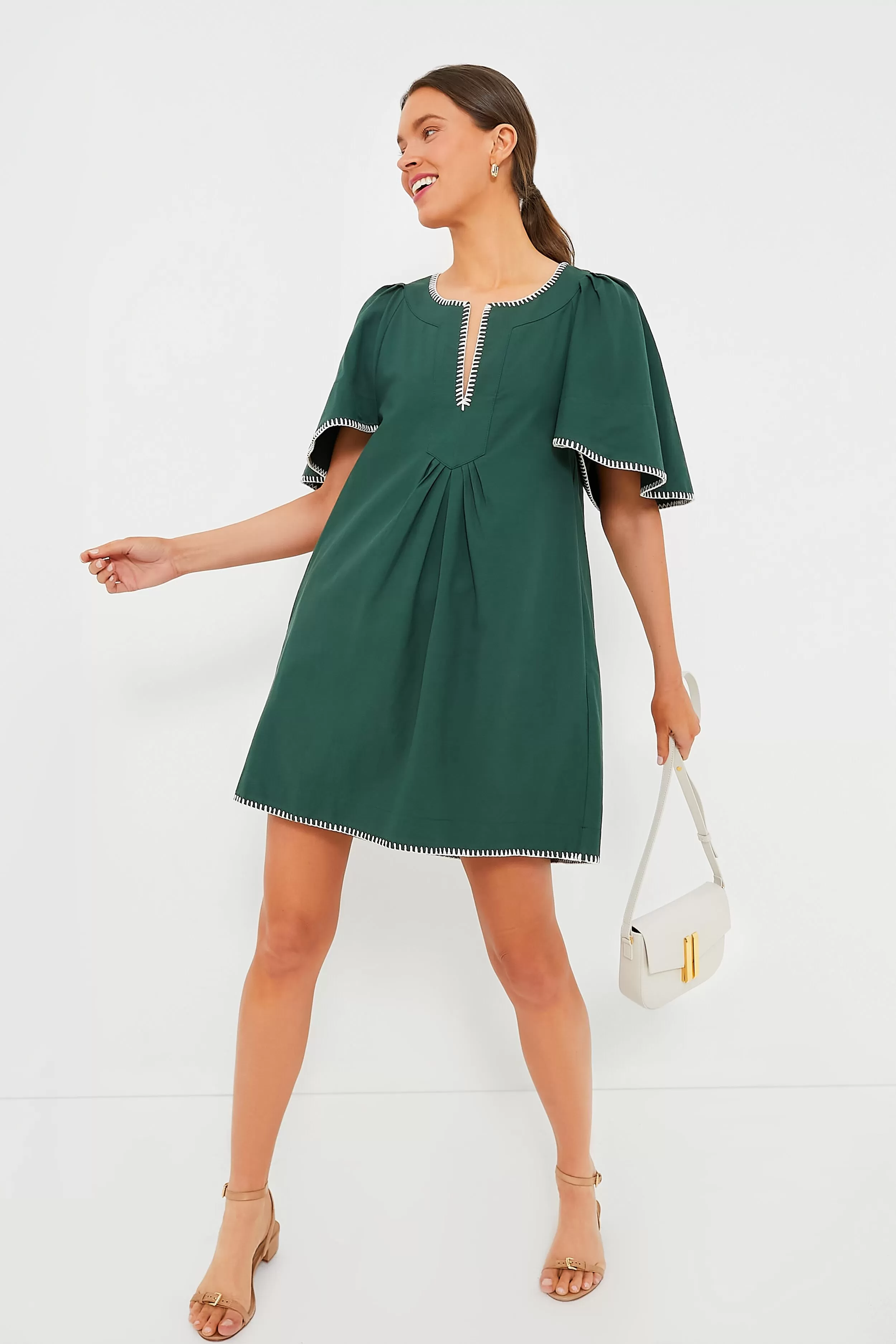 Green Stitch Finley Flutter Sleeve Dress