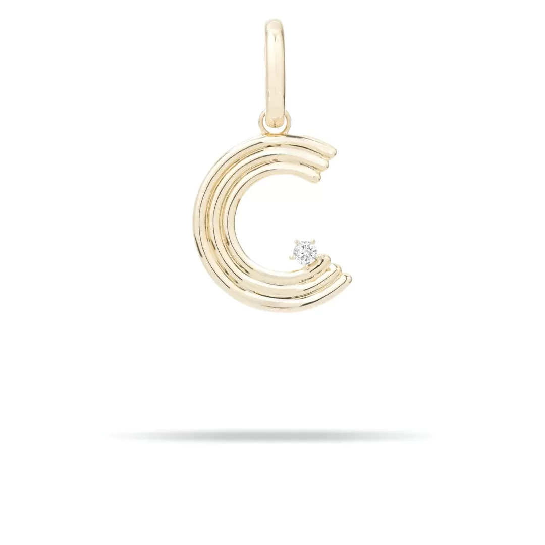 Groovy Diamond Initial Charm