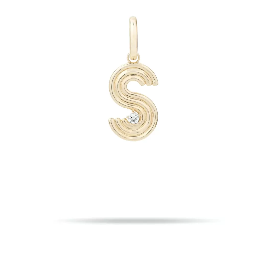 Groovy Diamond Initial Charm