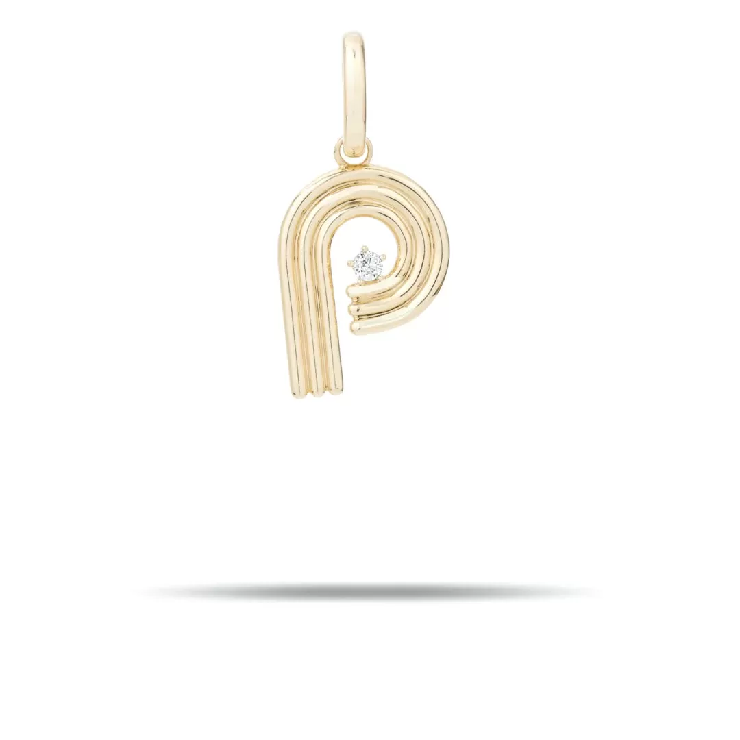 Groovy Diamond Initial Charm