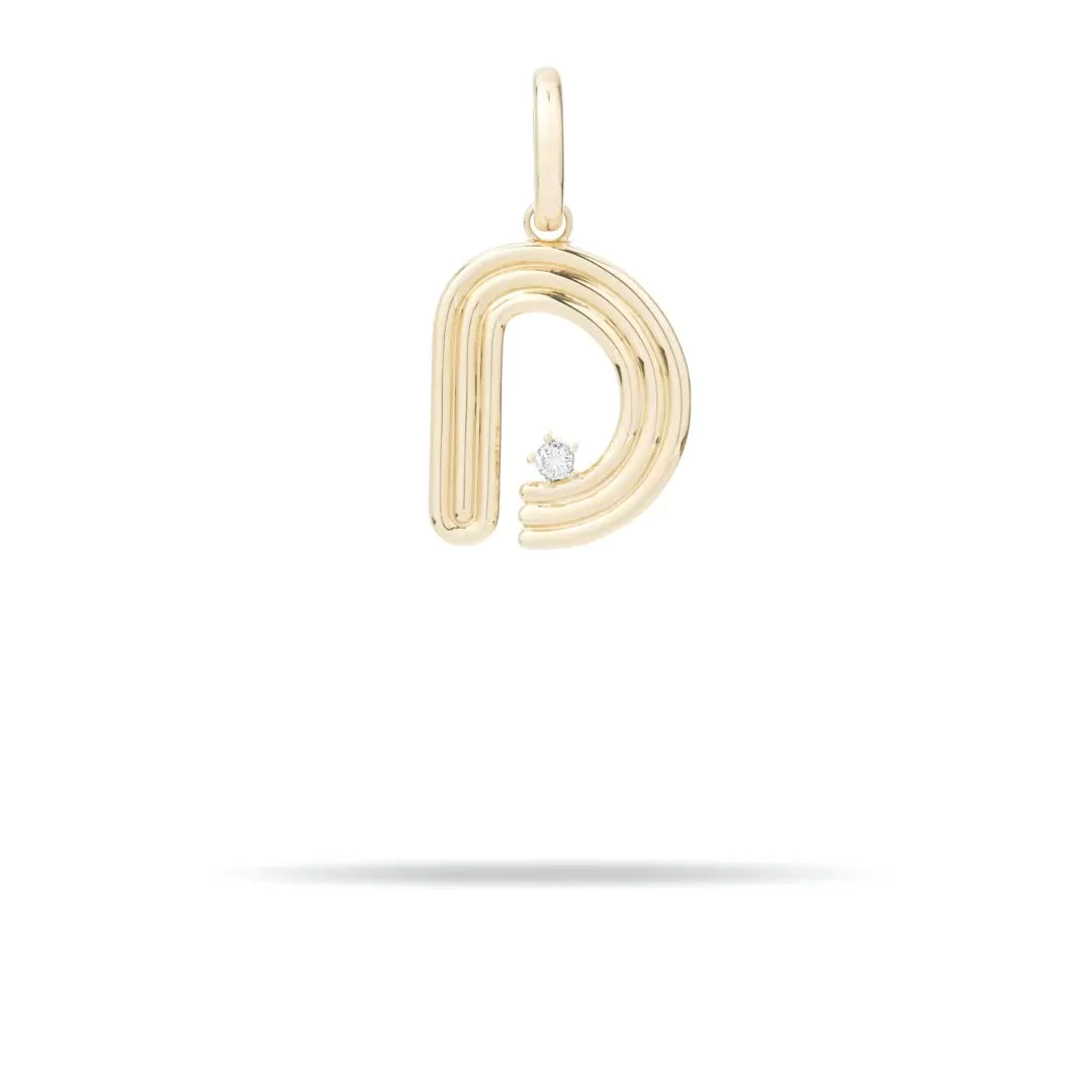 Groovy Diamond Initial Charm