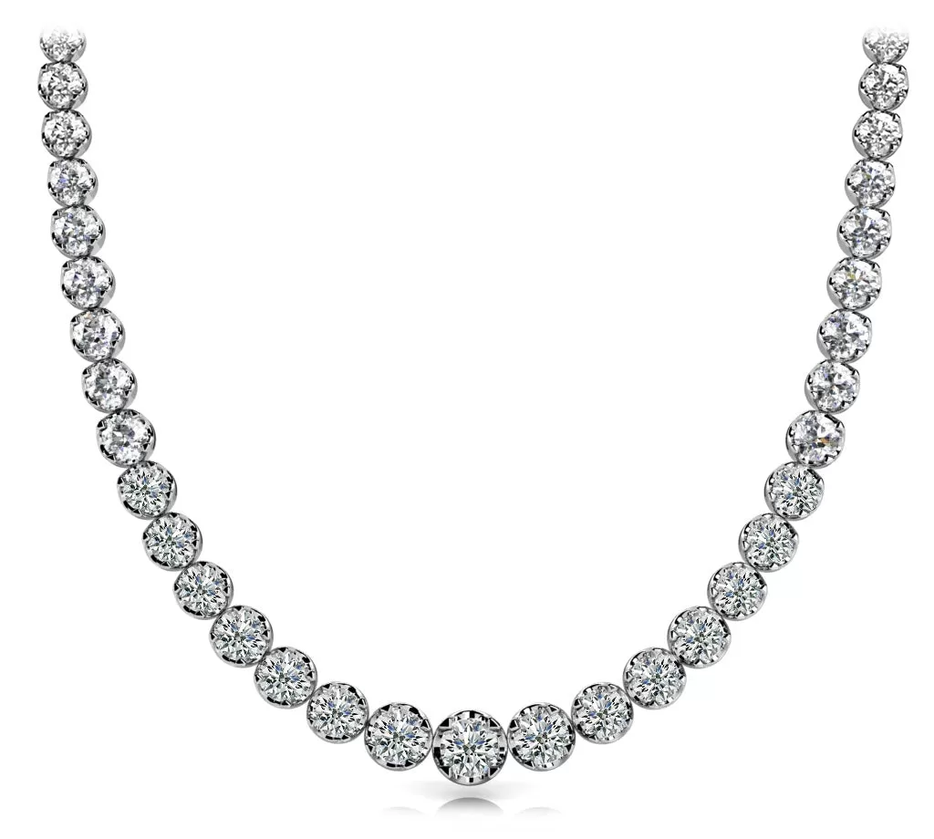 HAIL 15 Carat Diamond Rivera Graduated Necklace in 14K White Gold Low Base F Color VS1 Clarity BY MIKE NEKTA