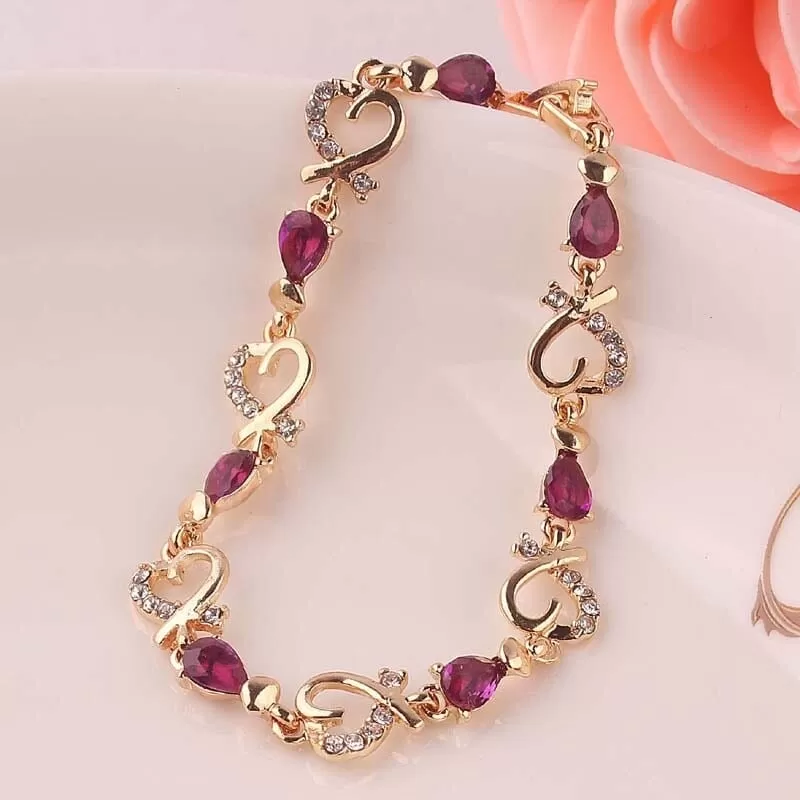 Heart Shaped Glamorous Amethyst Bracelet