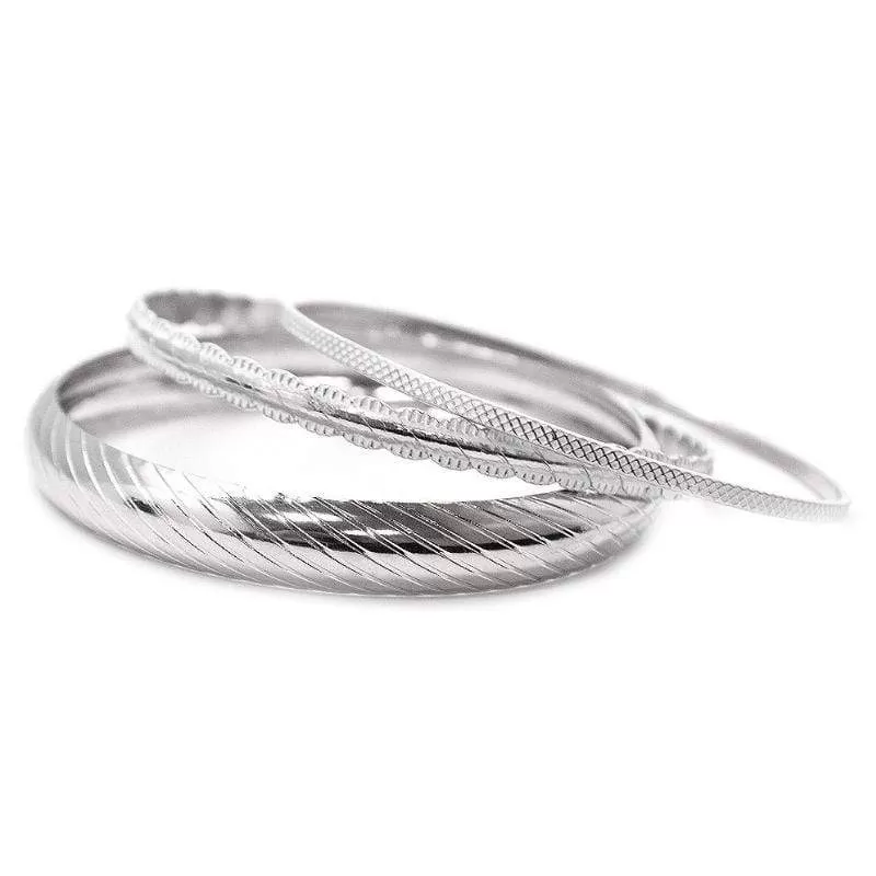 In High Spirits Silver and White Bangle Bracelets