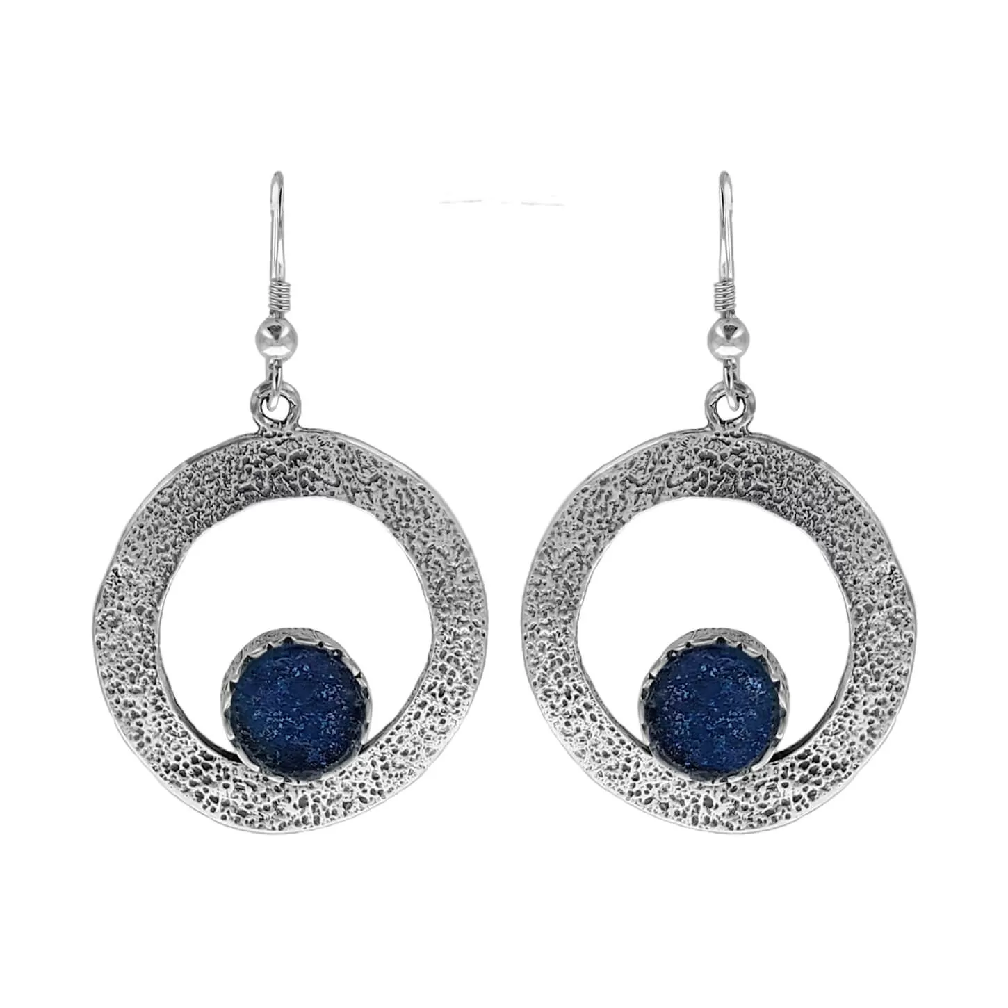 Israeli Roman Glass Open Hoop Earrings