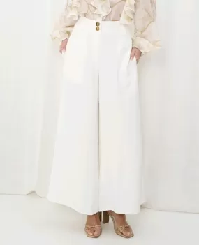 Joplin Silk Linen Pants - Cream White