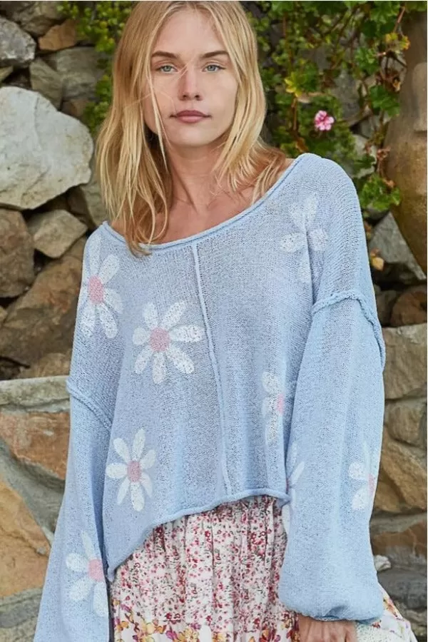 Jr Top - Long Sleeve Daisy - Blue