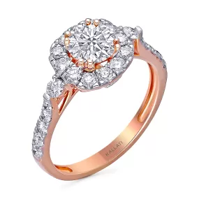 Kallati Eternal Cushion Halo Diamond Engagement Ring in 14K Rose Gold