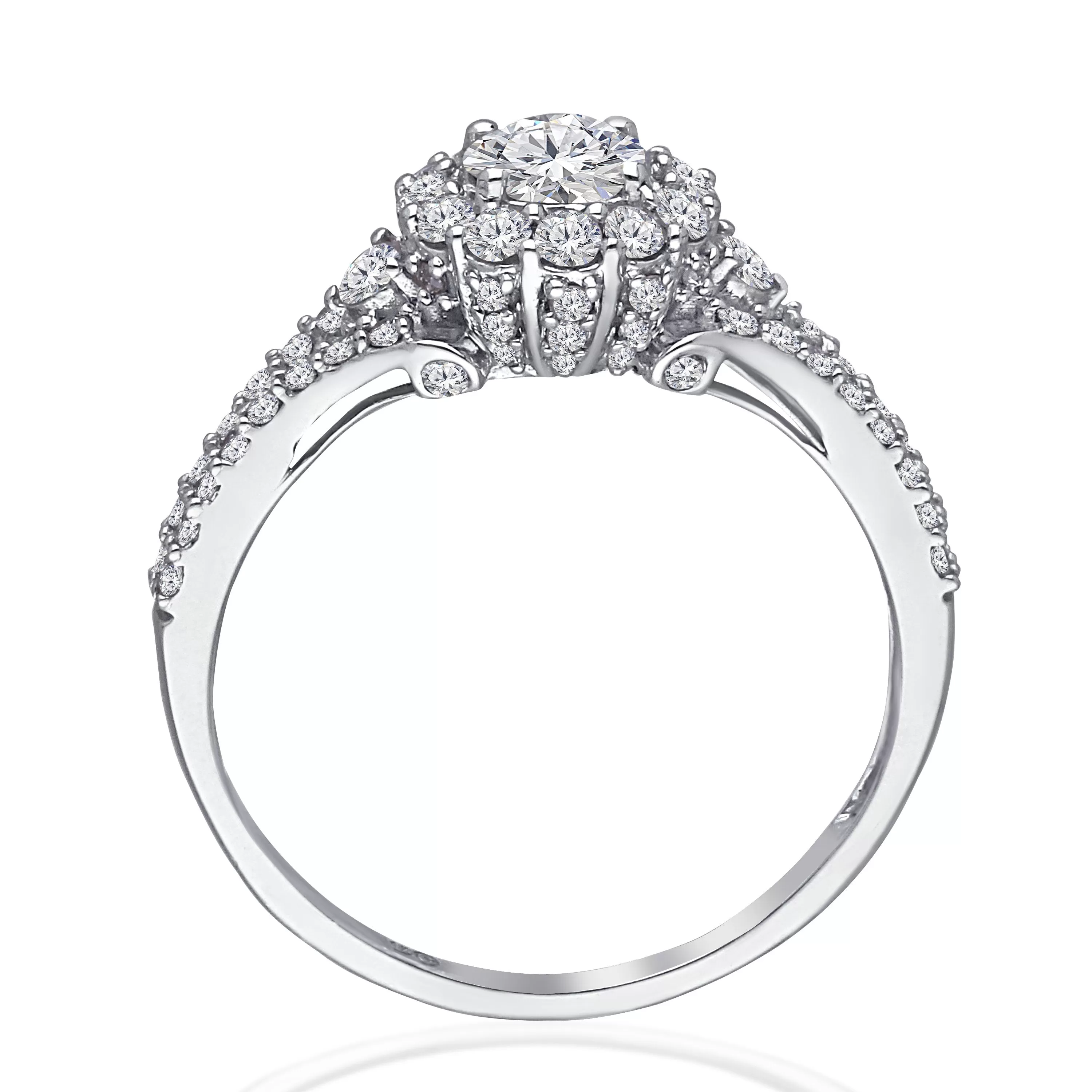 Kallati Eternal Round Halo Diamond Engagement Ring in 14K White Gold