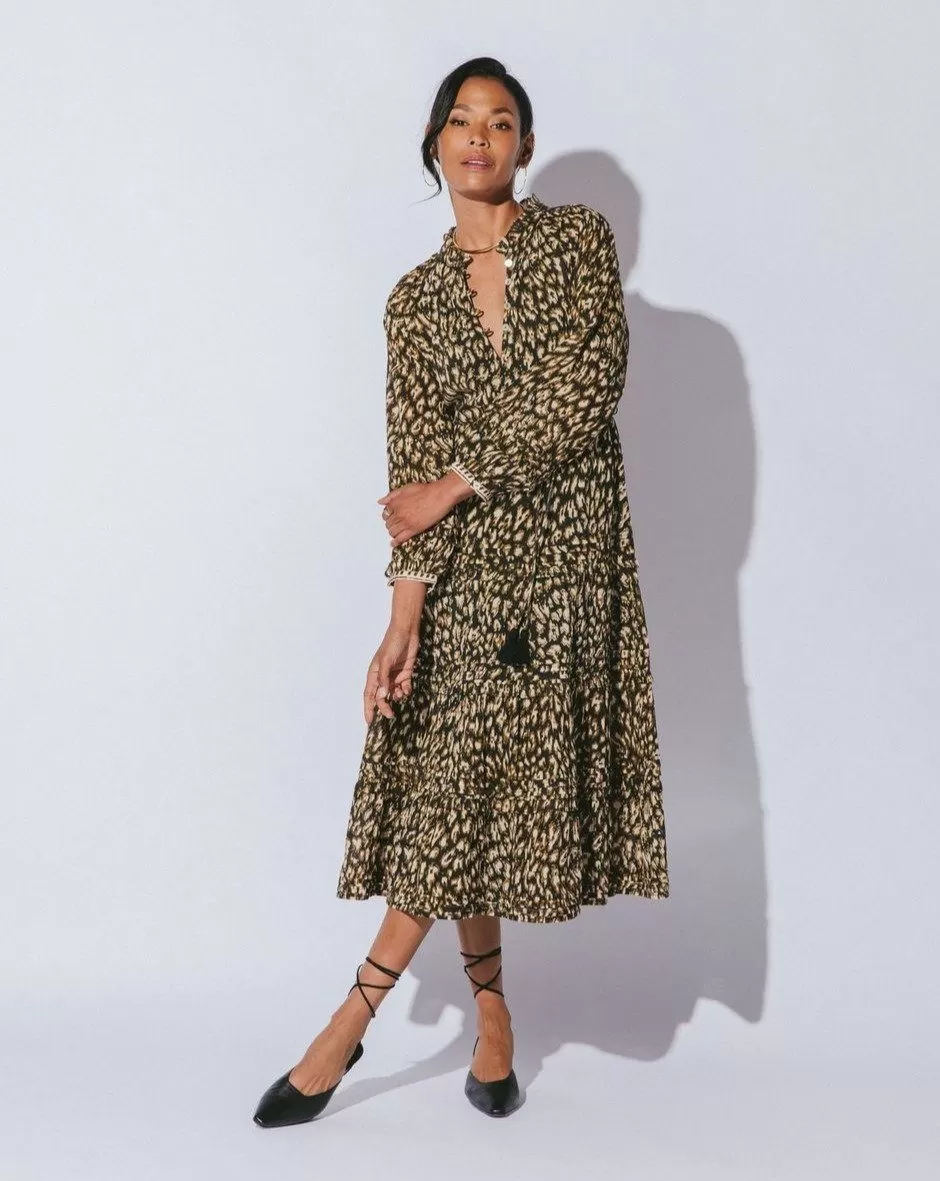 Kandall Midi Dress | Black Leopard