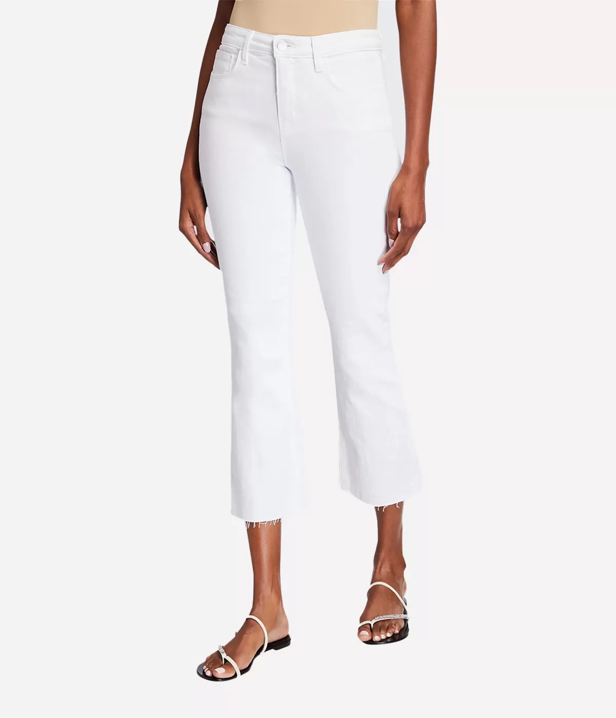 Kendra High Rise Crop Flare in White