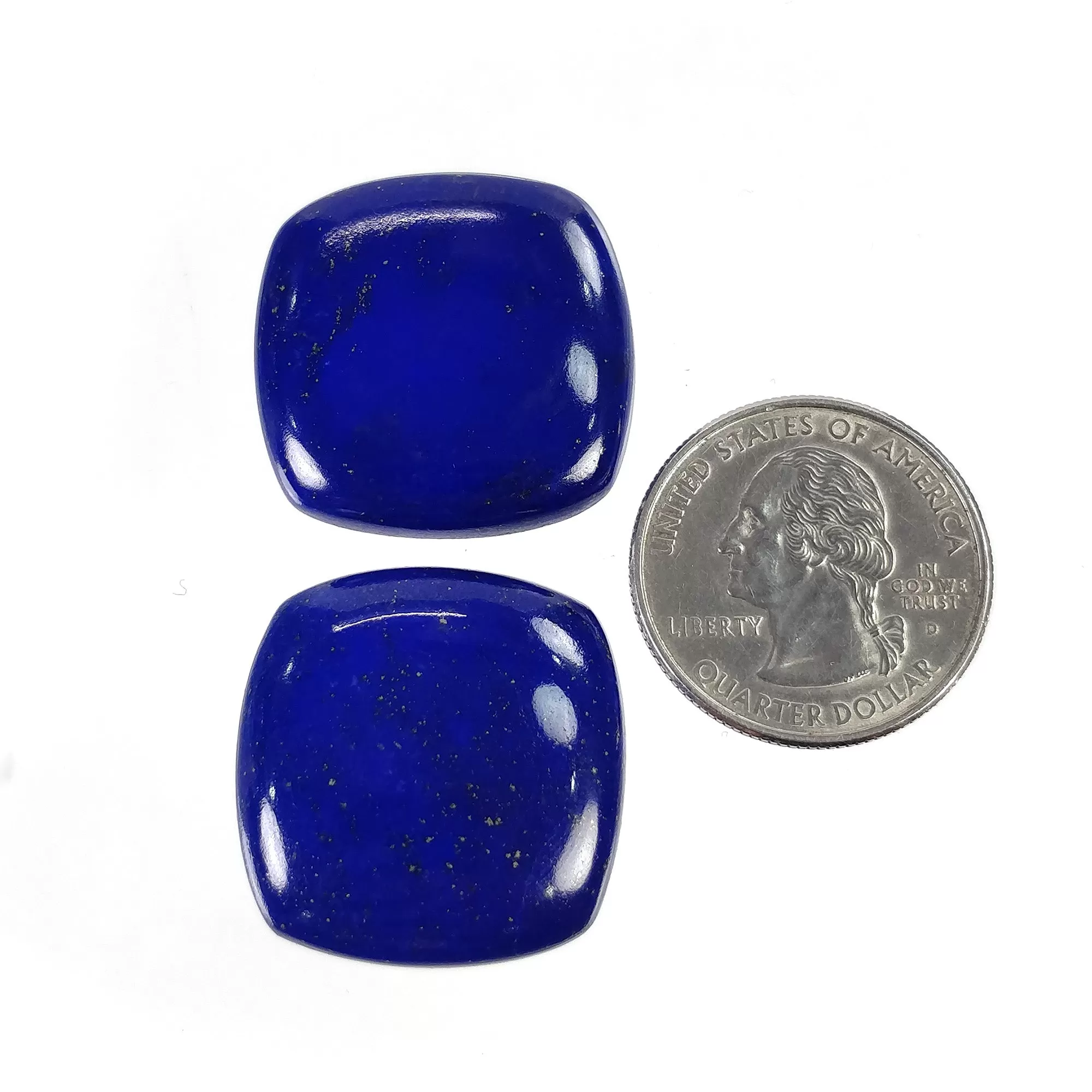 LAPIS LAZULI Gemstone Cabochon : 83.00cts Natural Untreated Blue Lapis Cushion Shape 26mm Pair