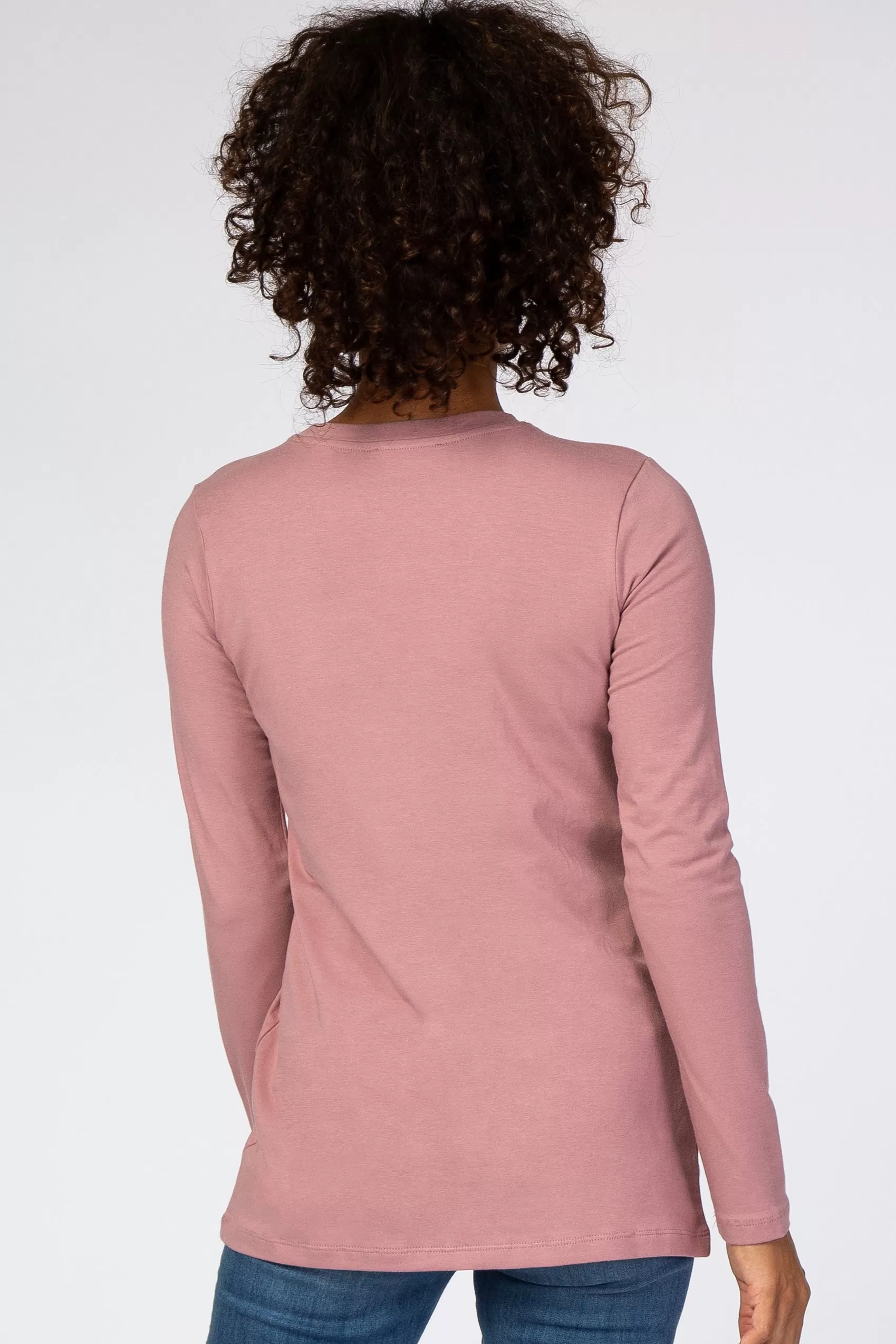 Light Pink Fitted Long Sleeve Tee