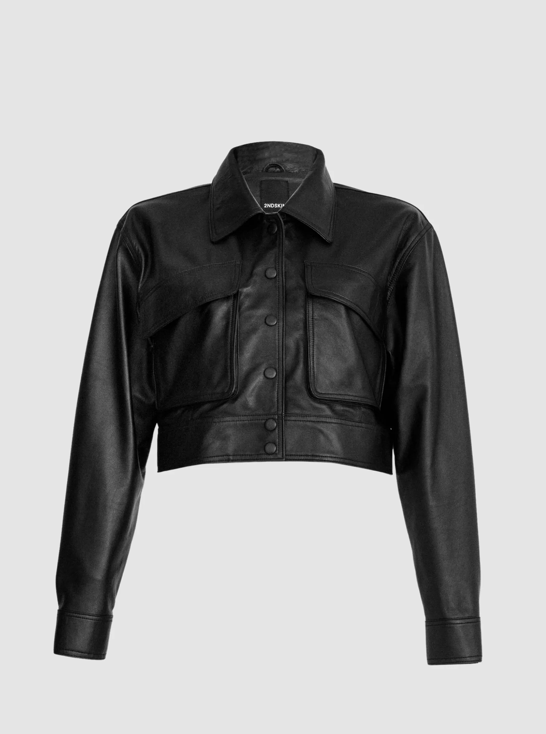 LUNA CROPPED LEATHER JACKET - BLACK