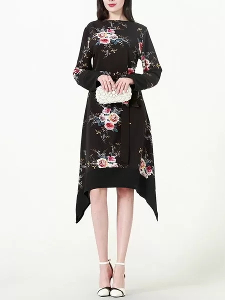 (M-6XL) Kieryn Irregular Floral Dress