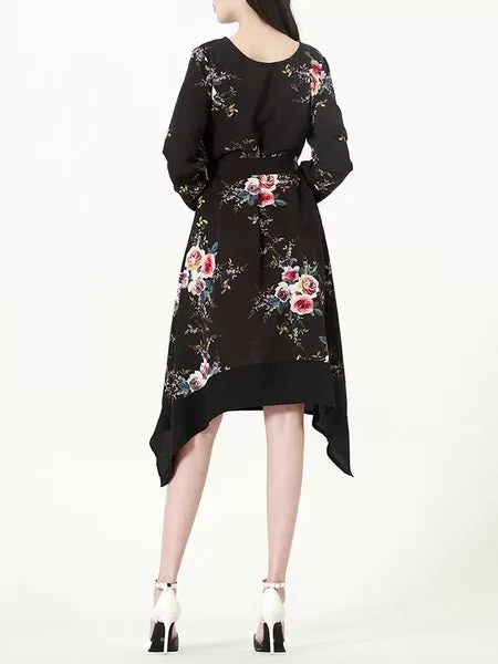 (M-6XL) Kieryn Irregular Floral Dress