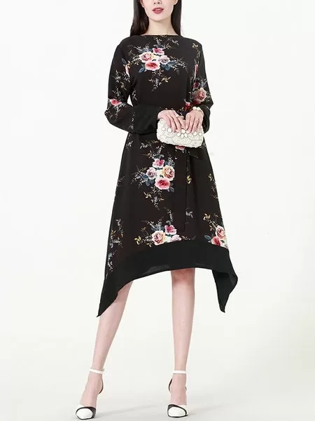 (M-6XL) Kieryn Irregular Floral Dress