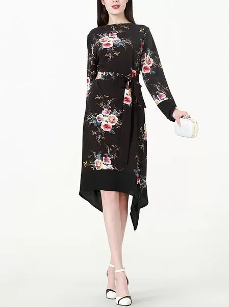 (M-6XL) Kieryn Irregular Floral Dress