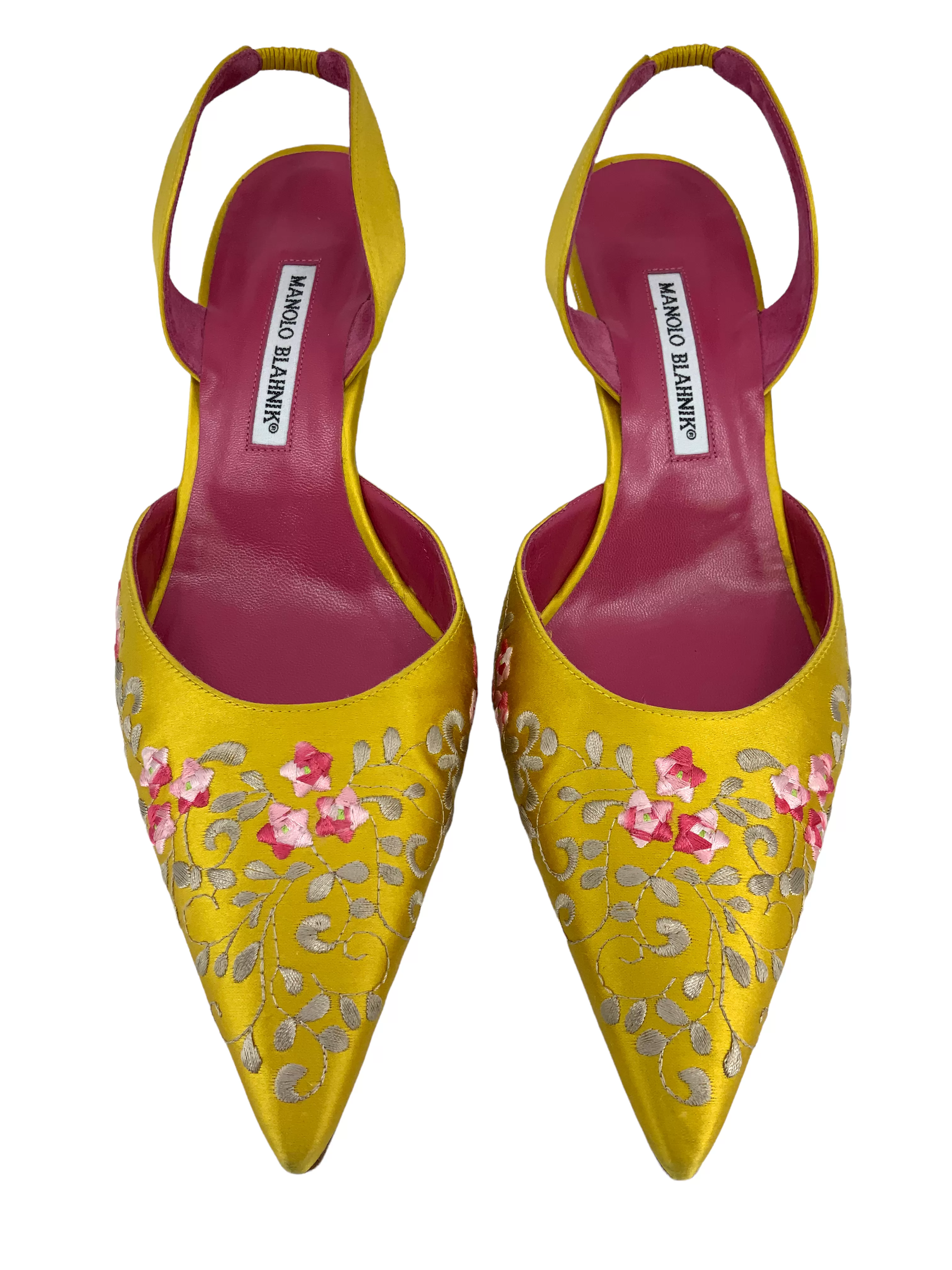 Manolo Blahnik Embroidered Carolyne Slingback Pumps Size 11