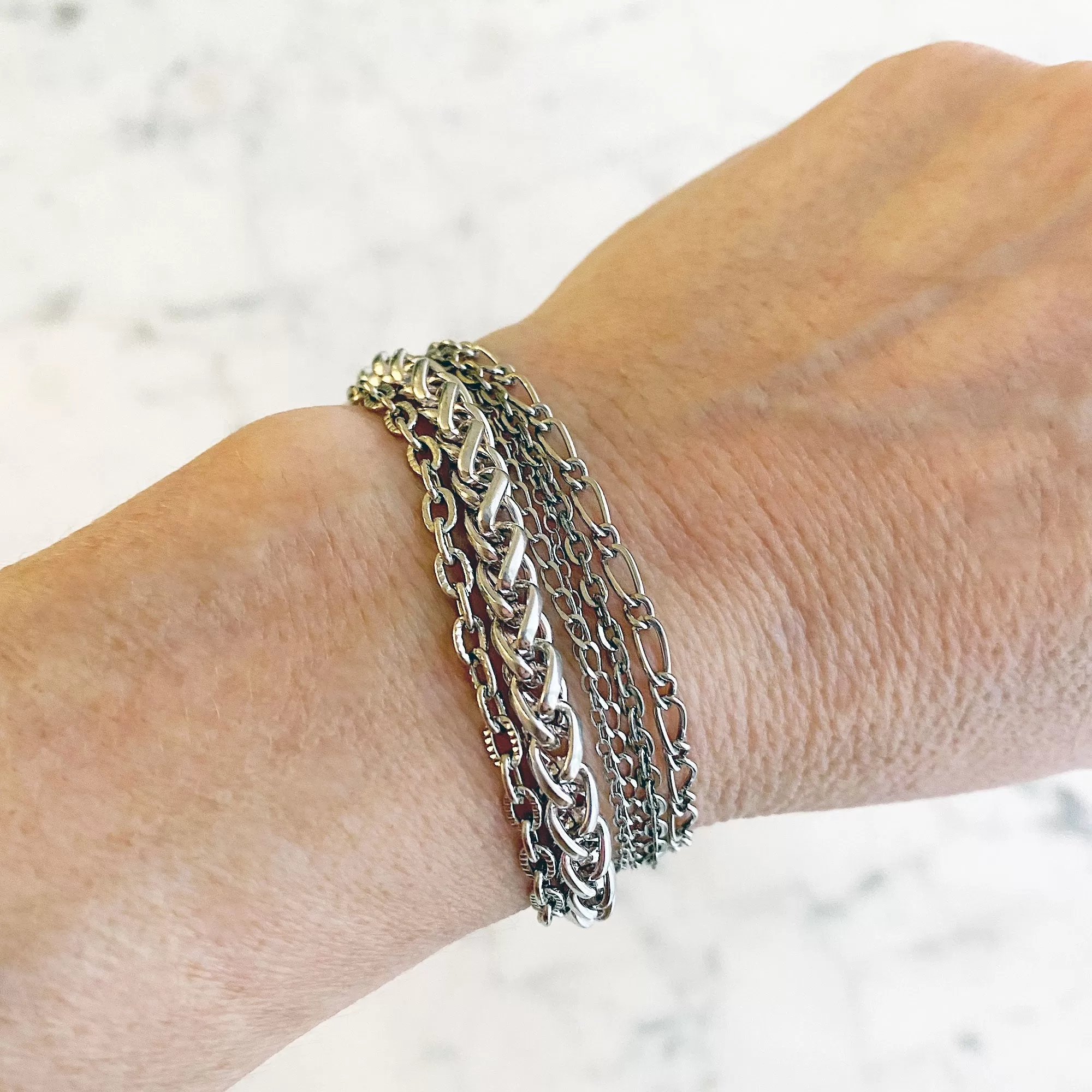 MASON silver multi chain bracelet