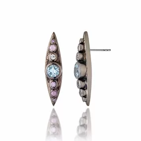 MCL Design Sterling Silver Statement Earrings With Mixed Rose Sapphires & Blue Topaz