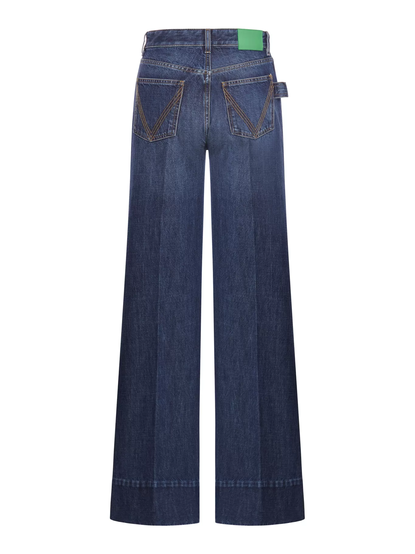 Medium wash wide denim trousers