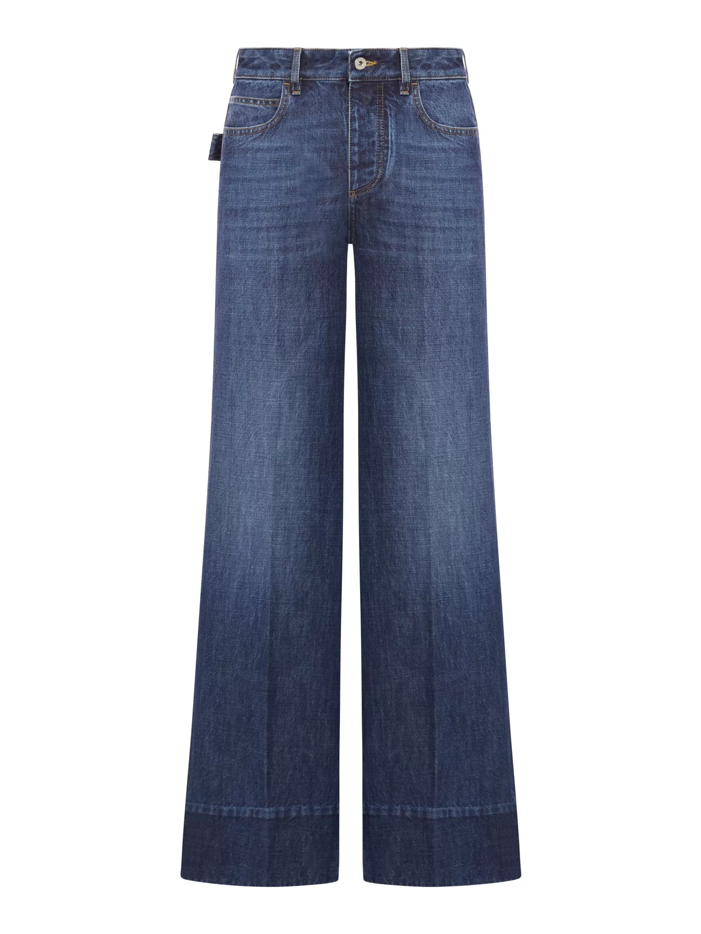 Medium wash wide denim trousers