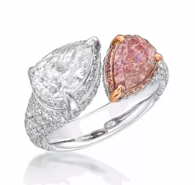 METEORS 4 Carat Pear Shaped Fancy Pink Diamond Engagement Ring Certified by Mike Nekta NYC