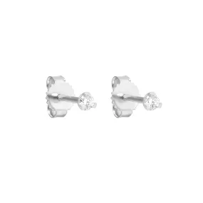 Mini Diamond Stud Earrings, White Gold