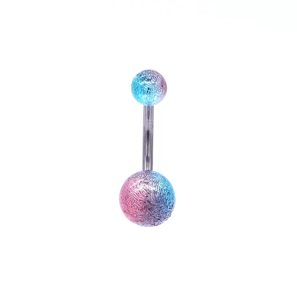 Multi Colour Acrylic Balls Belly Button Navel Ring - Aqua/Pink