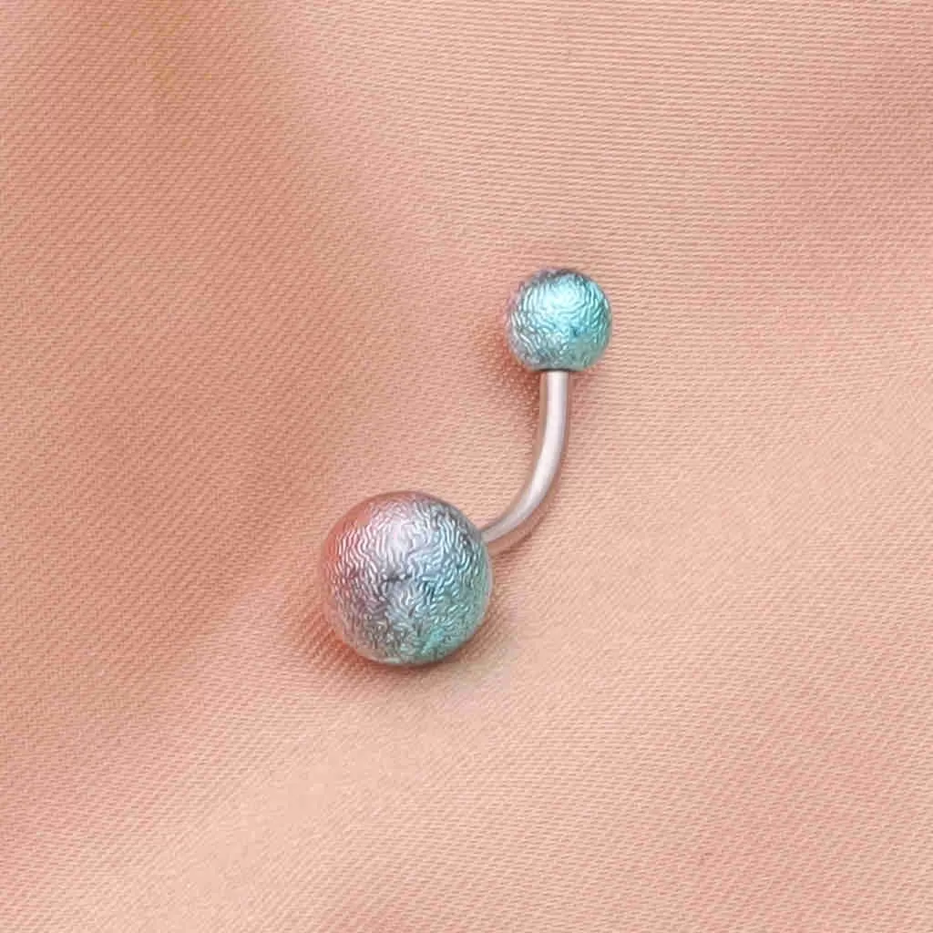 Multi Colour Acrylic Balls Belly Button Navel Ring - Aqua/Pink