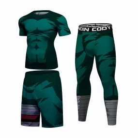 Naruto 'Rock Lee' Elite Three Piece Short Sleeve Compression Rash Guard Set