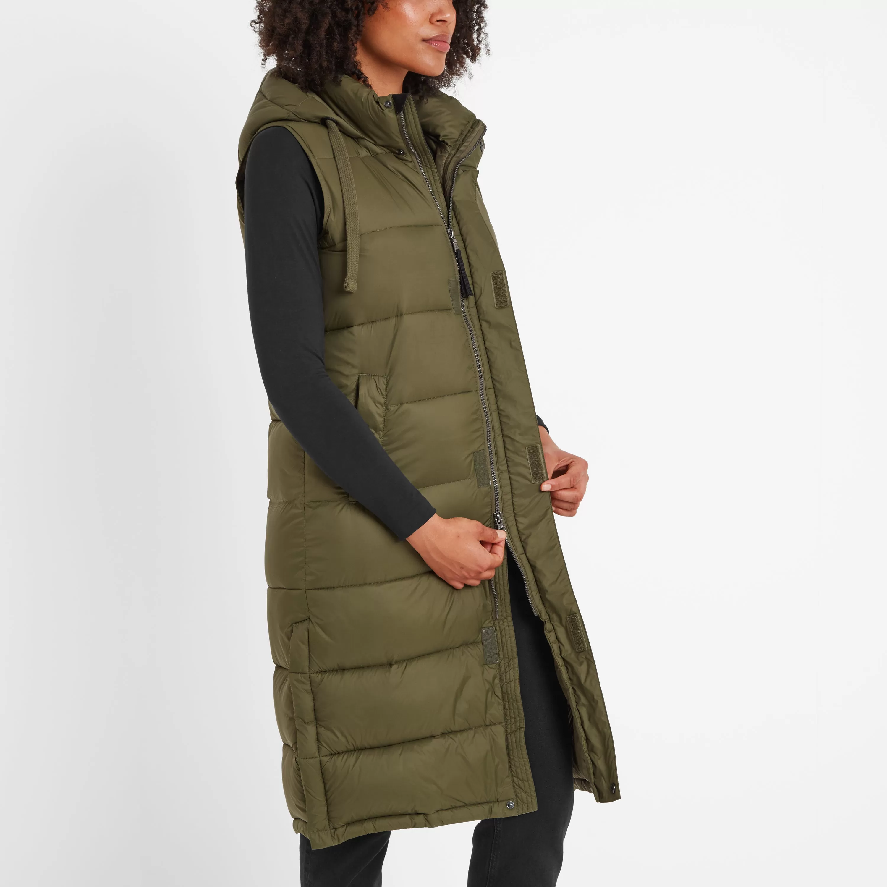 Newall Womens Long Padded Gilet - Khaki