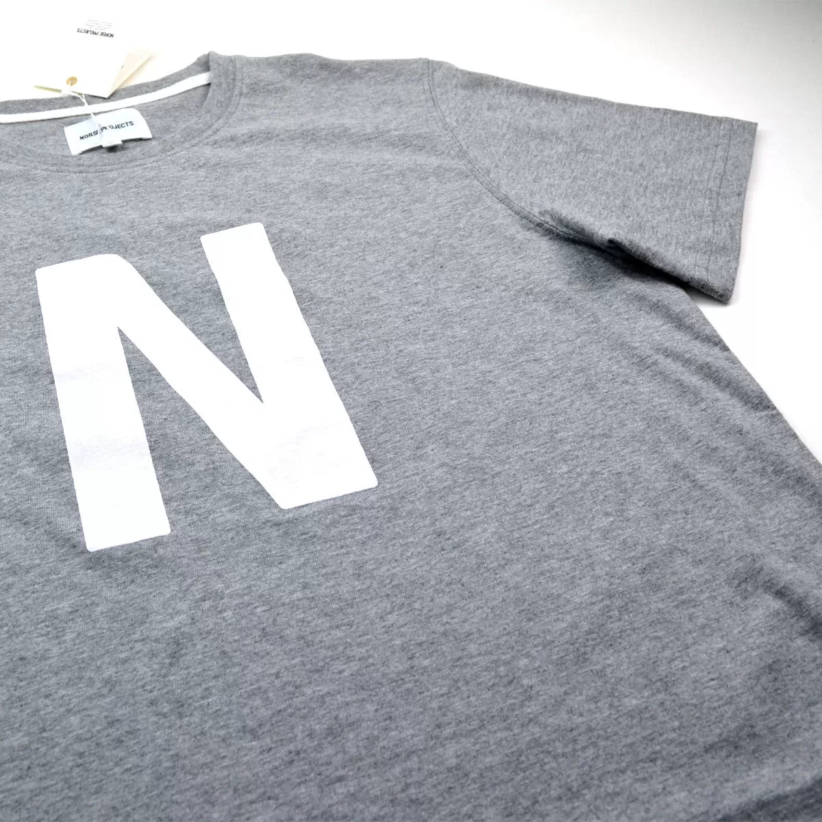 Norse Projects - Niels Basic N Logo Printed T-shirt - Light Grey Melange