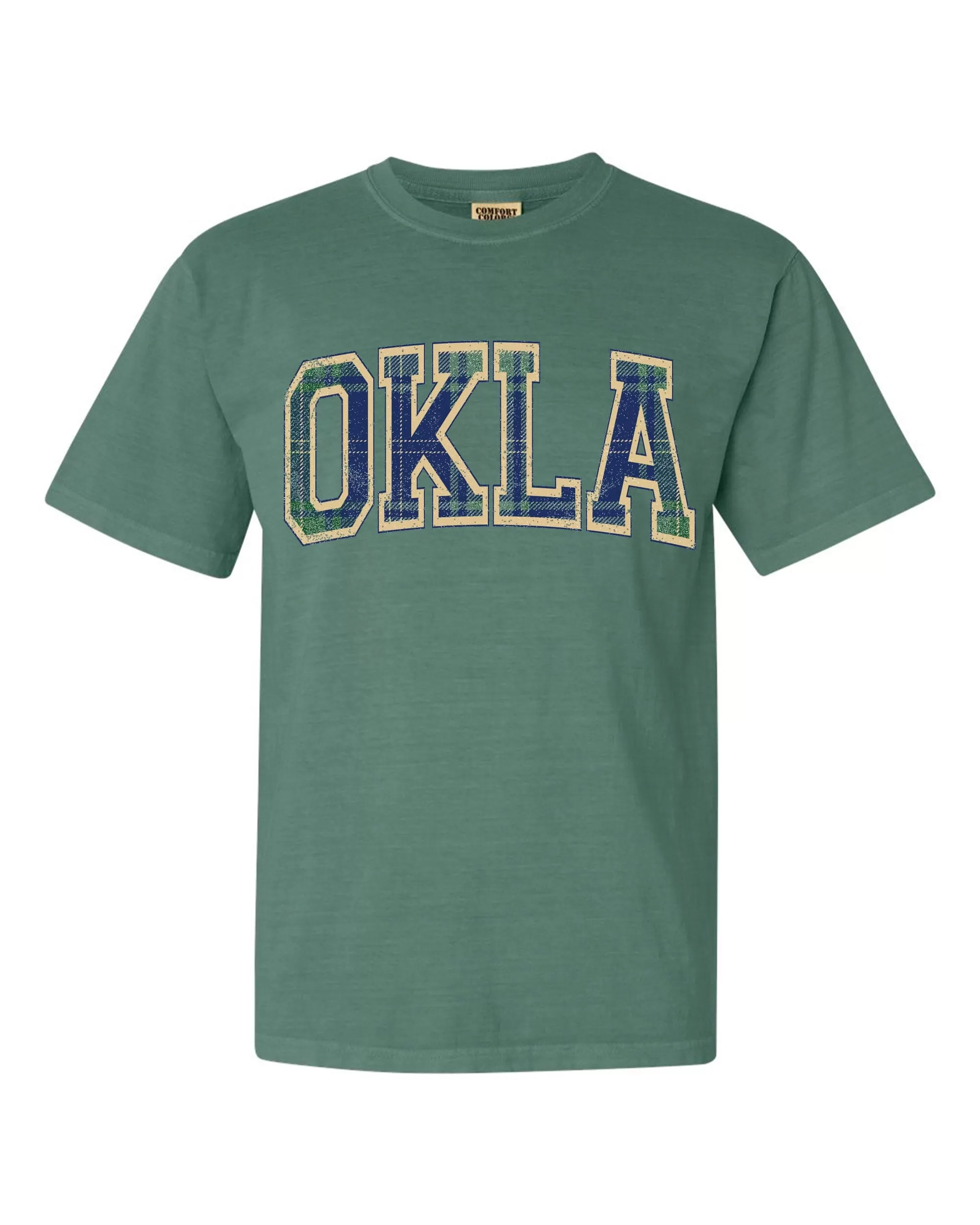 OKLA Plaid Arch (Gold Outline) Green Tee