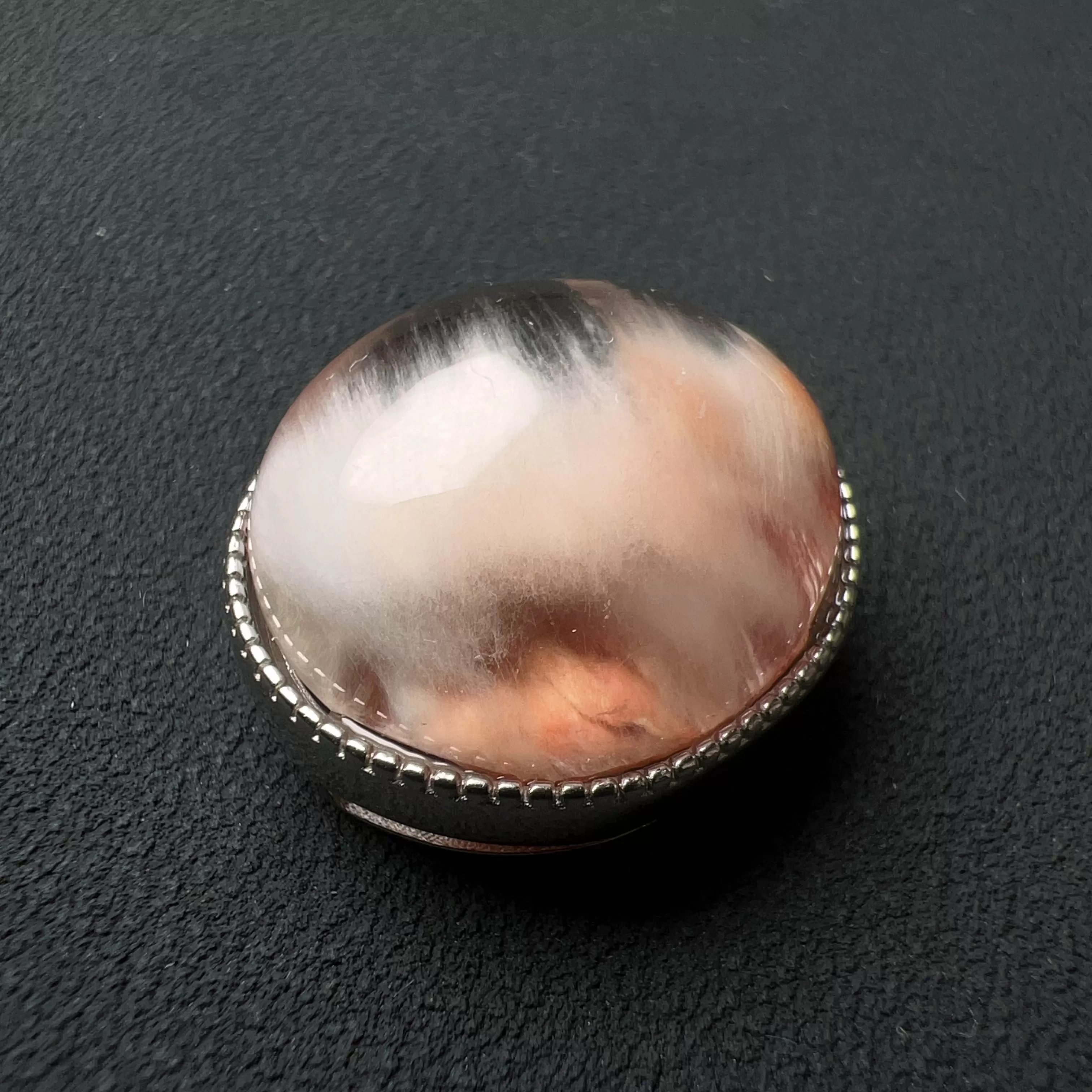 One & Only - White Orange Rabbit Hair Rutilated Quartz Pandora's Box Charm with 925 Sterling Silver