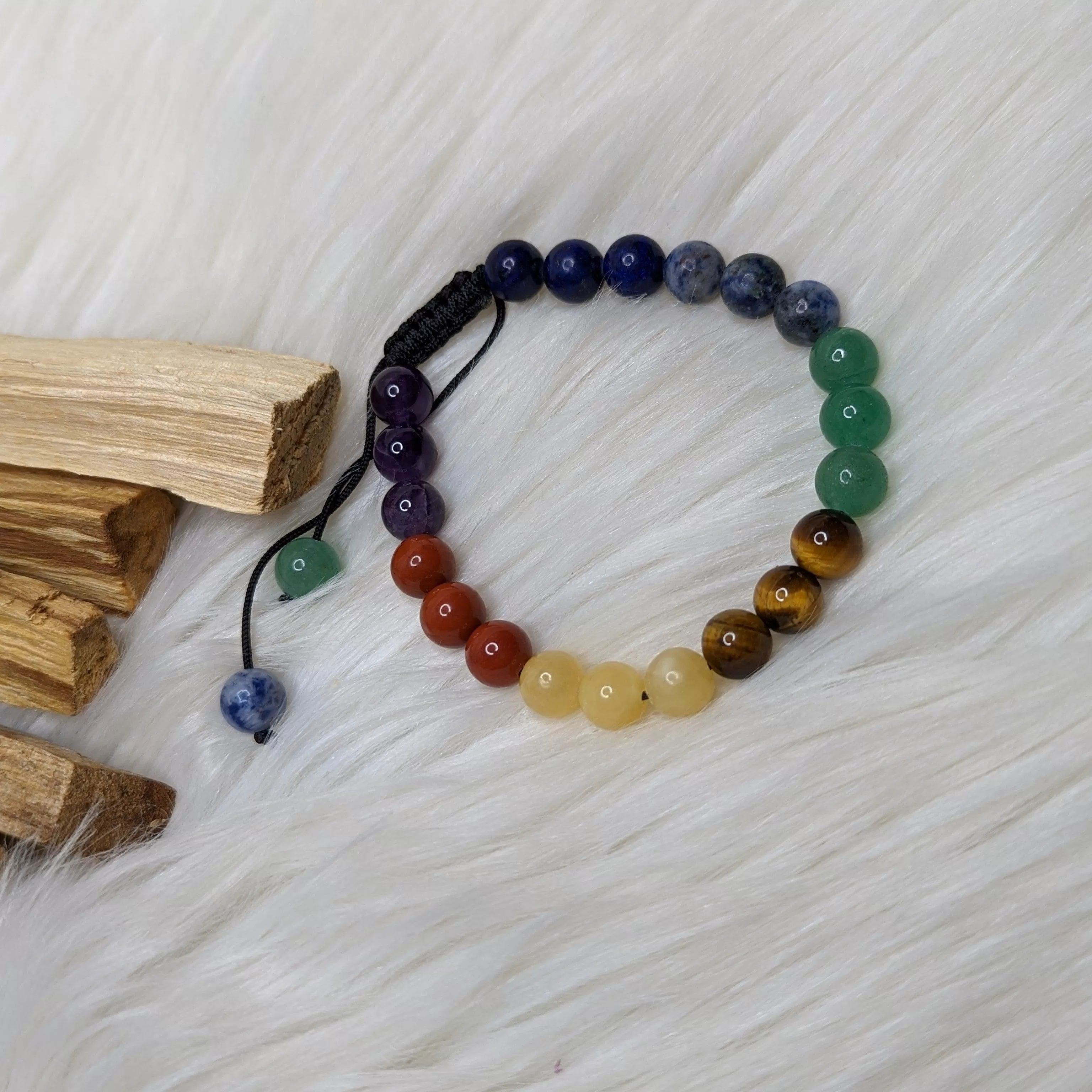 One Chakra Balancing Gemstone Bracelet on Adjustable Cord