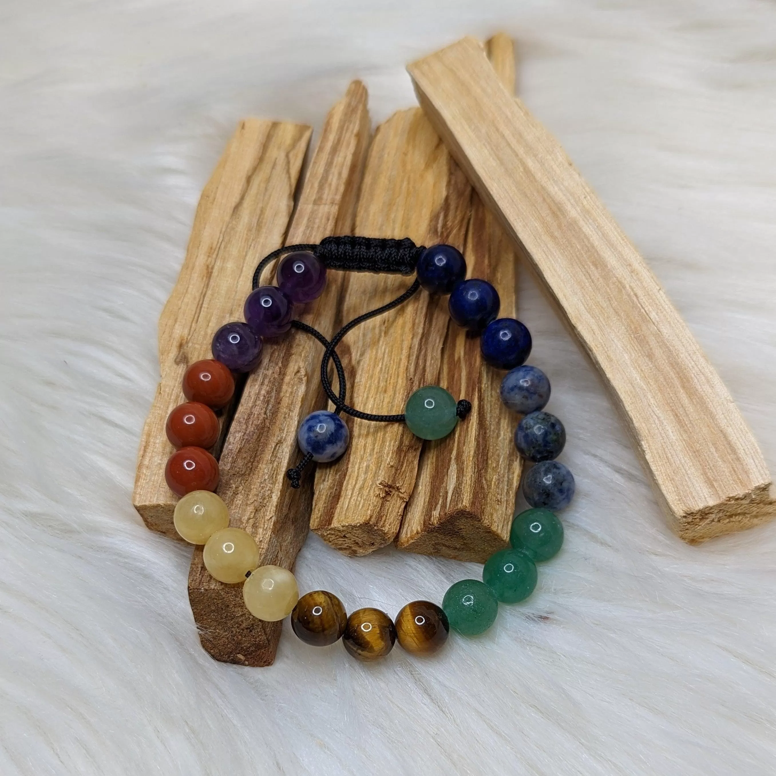 One Chakra Balancing Gemstone Bracelet on Adjustable Cord