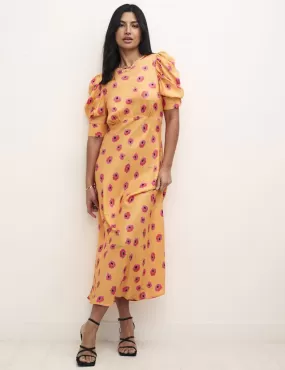 Orange Floral Moira Midi Dress