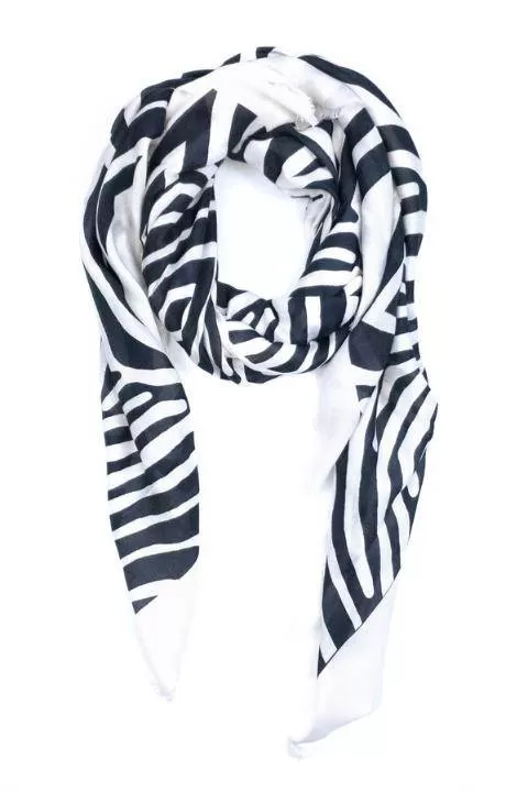 Oversized Square Italian Cashmere Blend Scarf - Zebra, East Africa