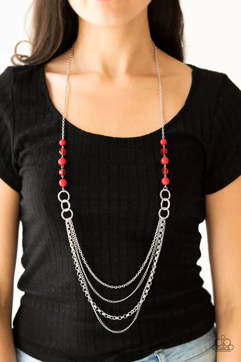 Paparazzi Accessories  - Vividly Vivid #L655 - Red Necklace