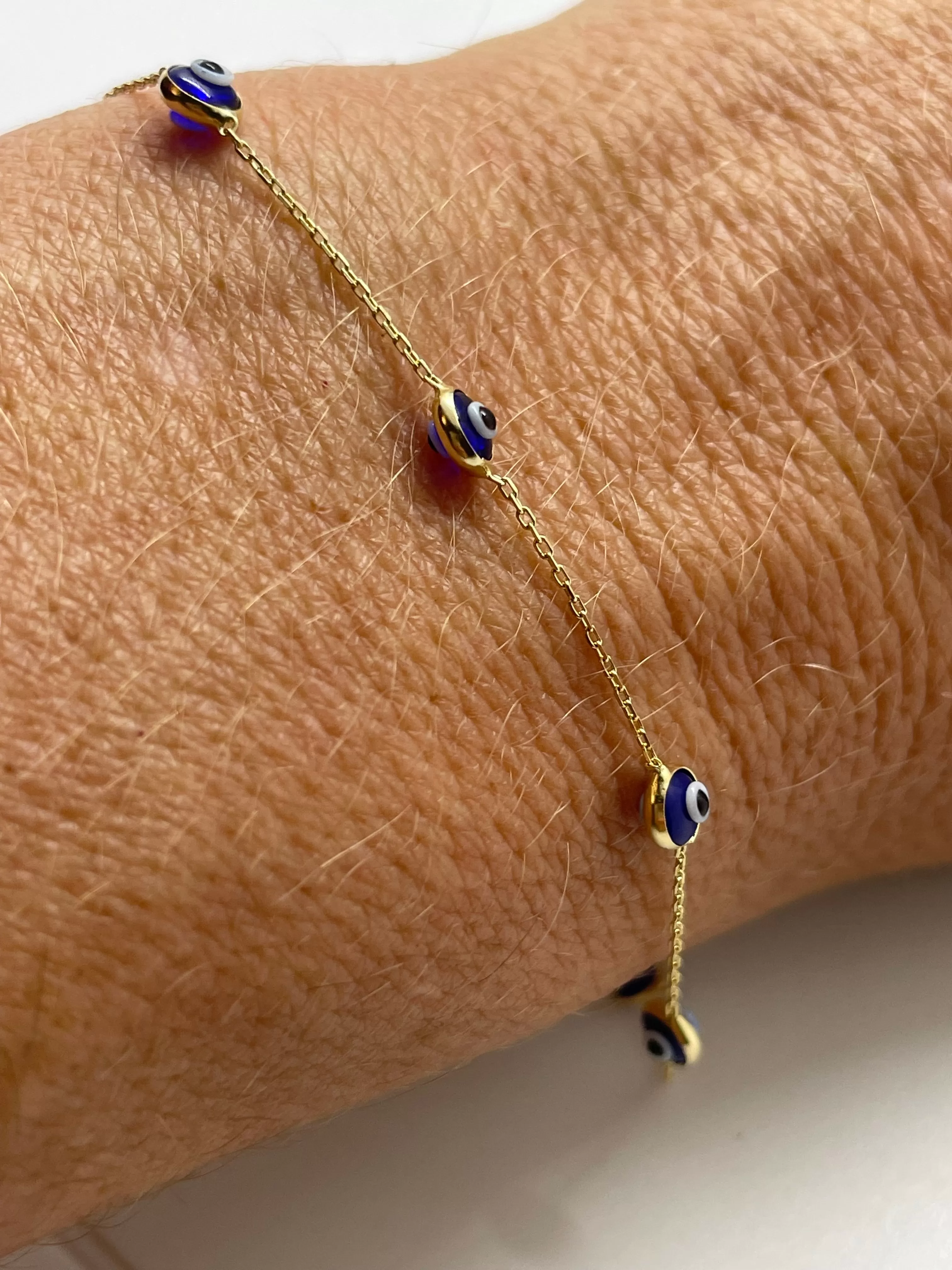 PERMANENT JEWELRY - 14KT YELLOW GOLD - EVIL EYE