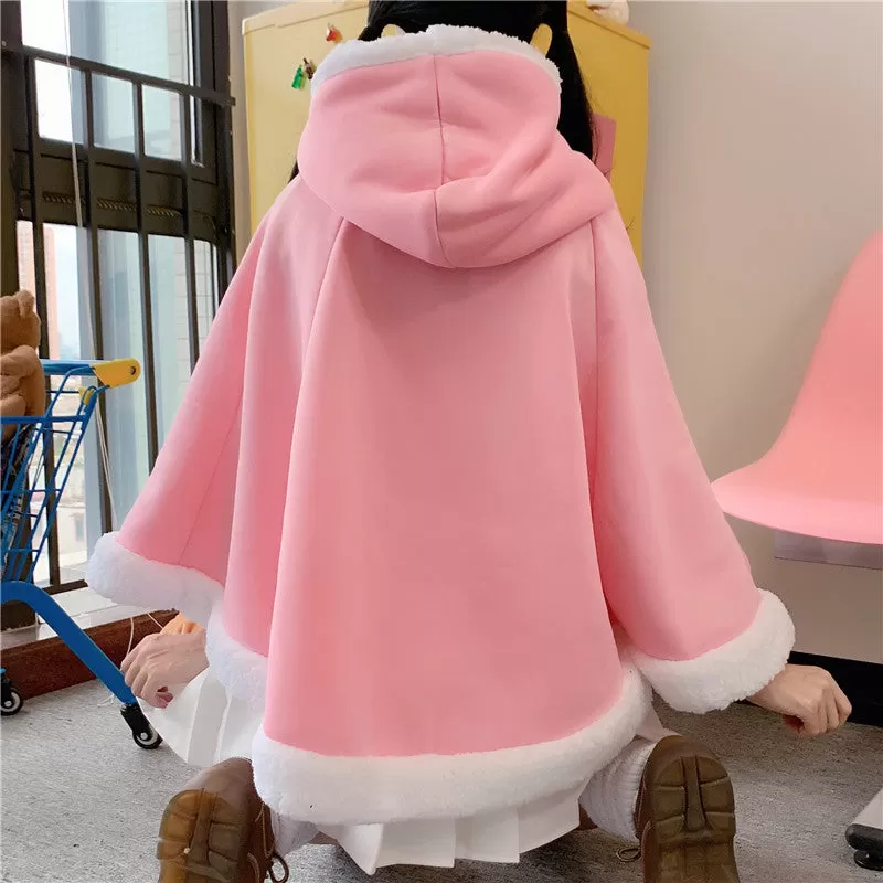 Pink / Black Hoodie Cloak AD12719