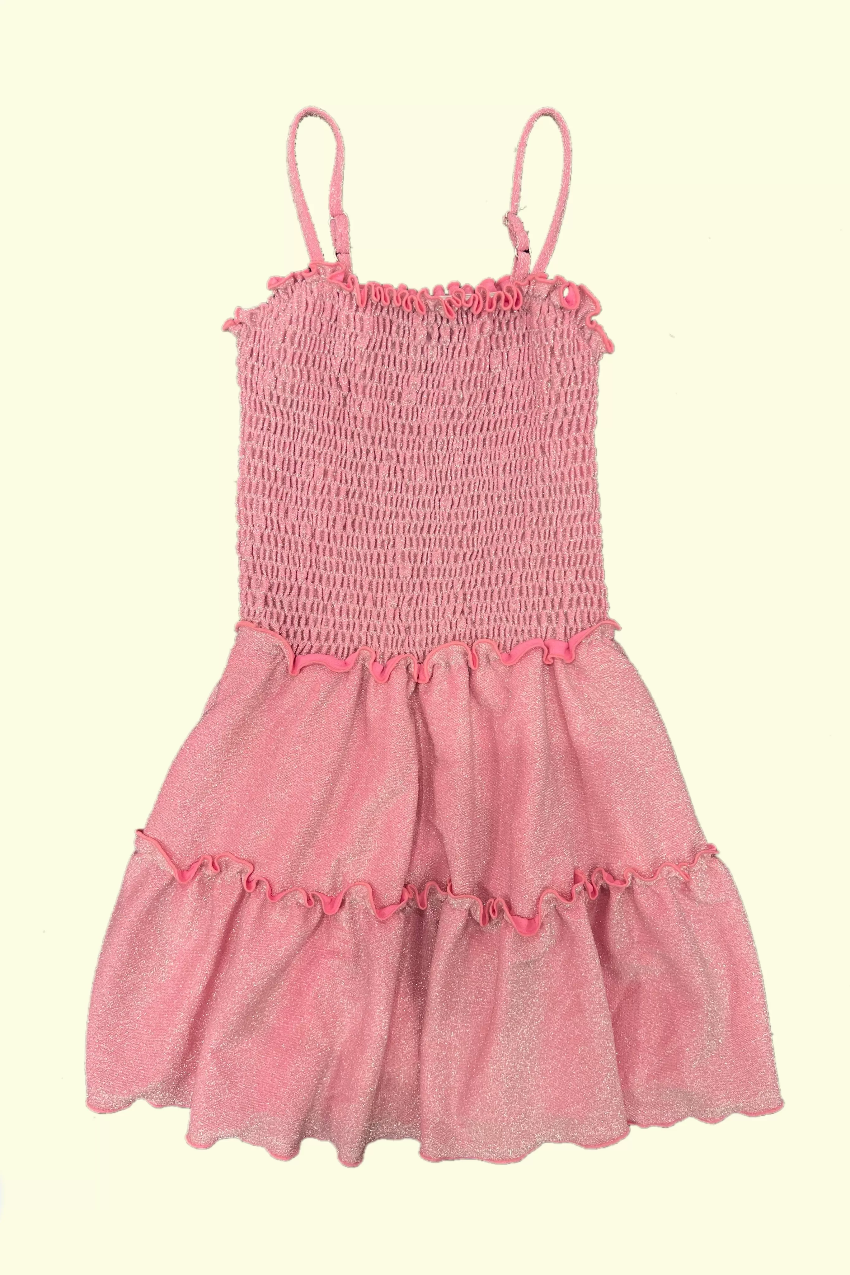 Pink Metallic Smocked Top Dress