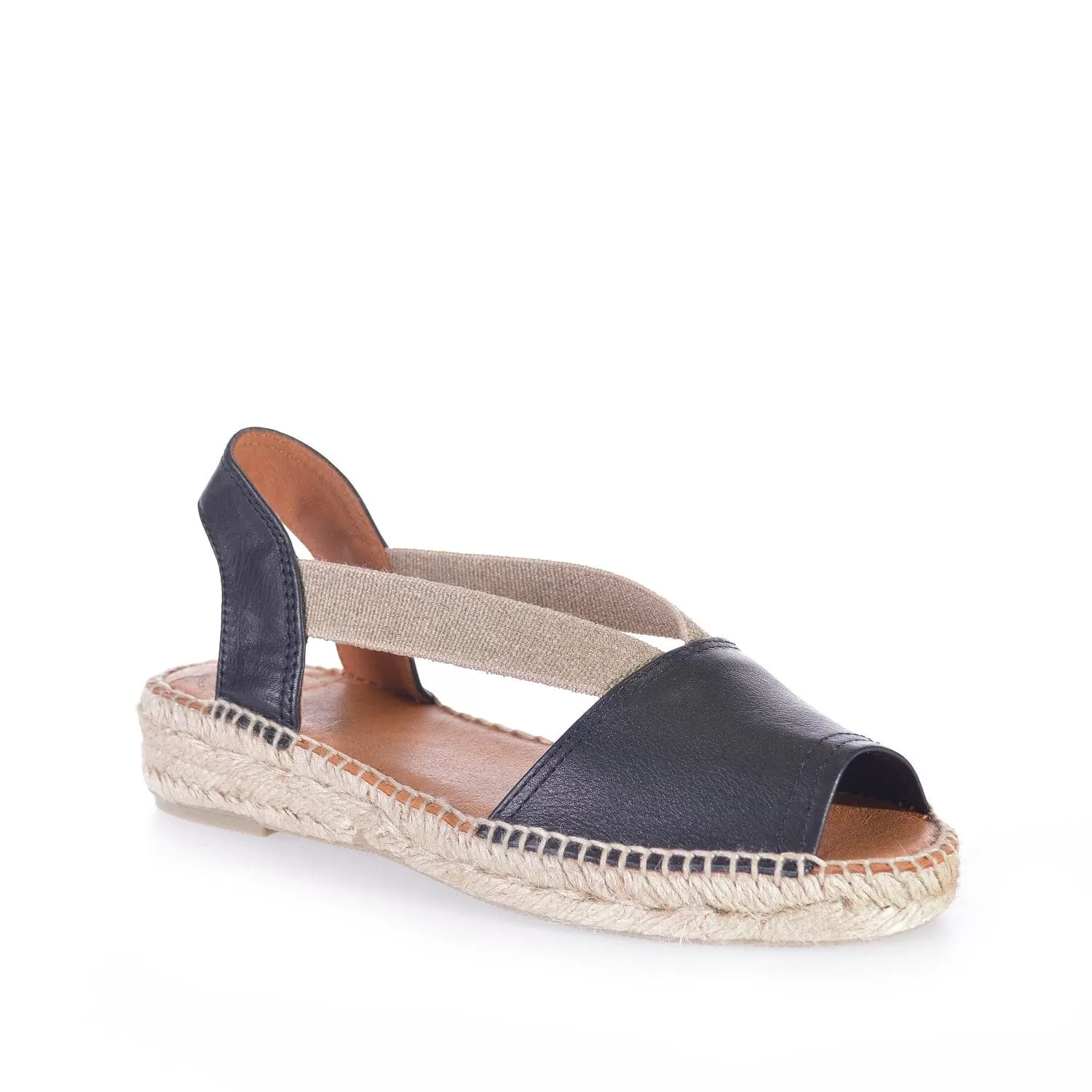 Plain Leather Wedge Espadrille for Women - Etna